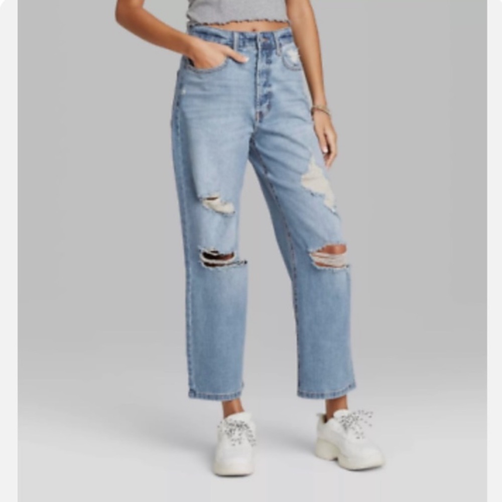 Wild Fable Highest Rise Straight Destroyed Ankle Length Jeans. Size 27